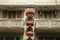 Chinese lanterns hanged on old building