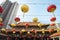Chinese lanterns outside the main hall of Wong Tai Sin Temple, H