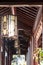 Chinese lanterns in red wooden hallway