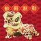 Chinese lion dance with blessing