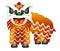 Chinese Lion Dance Full Body Illustration