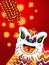 Chinese Lion Dance Head Firecrackers Illustration