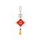 Chinese luck talisman and festive street decoration, flat vector isolated.