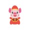 Chinese lucky piglet or pig amulet cartoon flat vector illustration isolated.