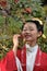 Chinese maiden in ancient Hanfu with delicate silver hairpin on her hair decoration