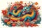 Chinese majestic dragon in fantasy shape illustration.