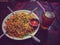 Chinese Manchurian Noodles with Drink