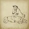 Chinese medical massage, ancient medicine vector illustration on old paper. Massage. Alternative medicine. Chinese