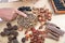 Chinese medicine doctor pointing the Chinese herbal medicine in the weighing pan