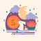 Chinese mid autumn festival illustration in flat style
