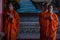 Chinese monks praying for buddhism worship inside Wat Bhoman Khunaram Bhoman Khunaram Temple