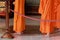 Chinese monks are standing and praying in Chinese temple in Thailand