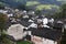 Chinese mountain village with rapeseed flower blossom