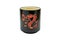 Chinese national black ceramic beverage mug with image of red dragon and cylindrical hieroglyph on white insulated