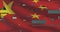 Chinese national flag with digital glitch. Cyber attack and hacking concept. China government and cyber crime