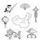Chinese national symbols around a map