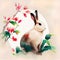 Chinese Nee Year watercolor rabbit background