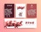 Chinese New Year 2019 low poly pink pig card set