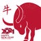 Chinese new year 2021 background. Chinese translation Happy chinese new year 2021, bull