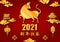 Chinese New Year 2021 of the Ox, Translation Happy New Year, Chinese Elements