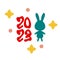 Chinese New Year 2023 symbol, hare with numbers, stars and dots print. Perfect for tee, stickers, poster. Trendy vector