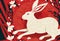 Chinese new year 2023 year of the rabbit traditional red and white illustration style. Generative ai