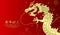 Chinese new year 2024 gold paper cut style dragon banner