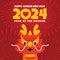 The Chinese New Year 2024 - the Year of the Dragon. Happy Chinese New Year 2024. Lunar New Year card.