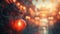 Chinese New Year banner. 2024 - year of the Dragon. Lights, lanterns, bokeh.