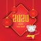 Chinese new year banner. cartoon mouse in traditional clothes. illustration for calendars and cards 2020 year of rat