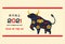 Chinese new year banner with decorated Ox. 2021 year of bull festive banner. Translation mean Happy New year