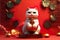 Chinese new year cat japanese lucky cat maneki neko background illustration