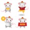 Chinese new year characters. 2020 mouse collection. illustration for calendars and cards. Rats with yuanbao, coin and other