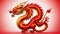 Chinese New Year Chinese statue dragon golden on red background. Ai generate