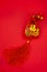 Chinese new year decorations and Auspicious ornaments on red background