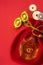 Chinese new year decorations and Auspicious ornaments on red background