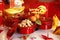 Chinese New Year food and decorations. Decorative background design