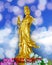 chinese new year with Golden Chinese Goddess of GuanYin statue in Buddhist Cultural for lucky,happiness;fortune  ,