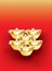 Chinese New Year golden ingots ornament on gradient background