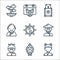 chinese new year line icons. linear set. quality vector line set such as girl, lantern, woman, man, yin yang, buddha, yen, dog