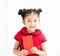 Chinese new year. little girls holding red envelope