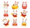 Chinese new year rabbit characters. Animal mascot collection for 2023 celebration. Big set of Happy Cartoon bunny in poses with