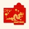 Chinese New Year red envelope flat icon. Vector illustration. Red packet with gold dragon and lanterns. Chinese New Year