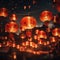 Chinese New Year red lanterns. AI generated