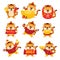 Chinese new year tiger characters. Animal mascot collection for 2022 celebration. Big set of Happy Cartoon tigers in poses with