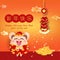 Chinese New Year, year of the rat, fireworks and gold greeting card, wealth happy celebrate invitation background