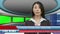Chinese news anchorwoman in studio