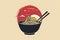 Chinese Noodle Logo, Ramen Design Icon Template, Korean Noodles, Japanese Food