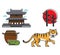 Chinese oriental various symbolic icons set vector illustration