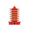 Chinese Pagoda building. Cartoon multi-tiered tower. Buddhist temple. Ancient architecture concept. Culture symbol of
